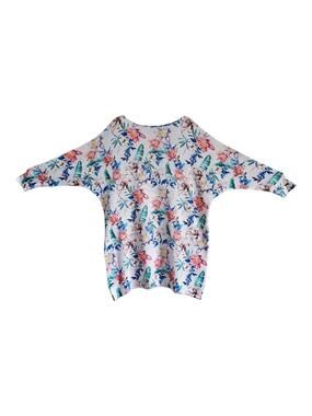 M Made in Italy Women's L Tunic Sweater Watercolor Floral Boatneck Artsy 48"